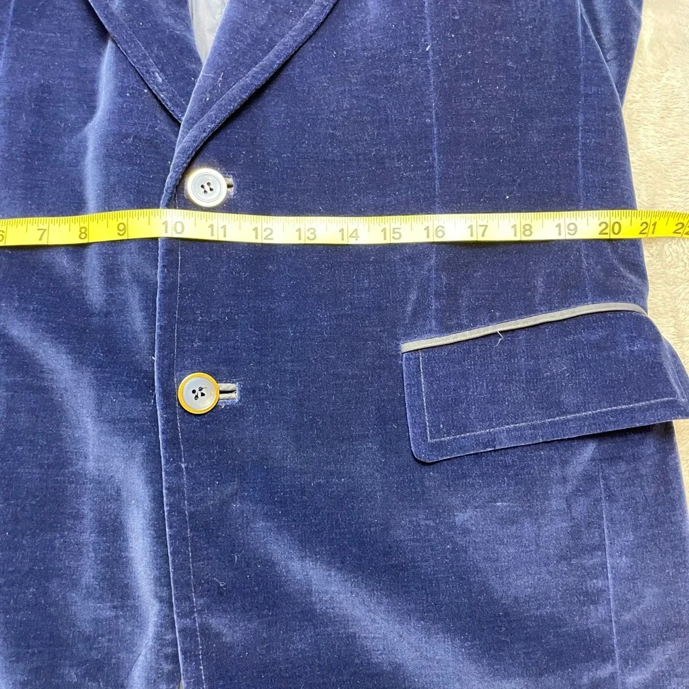 Vtg Cortefiel Mens Velvet Smoking Jacket Sz 44L Blue Tailored Dinner Coat Spain